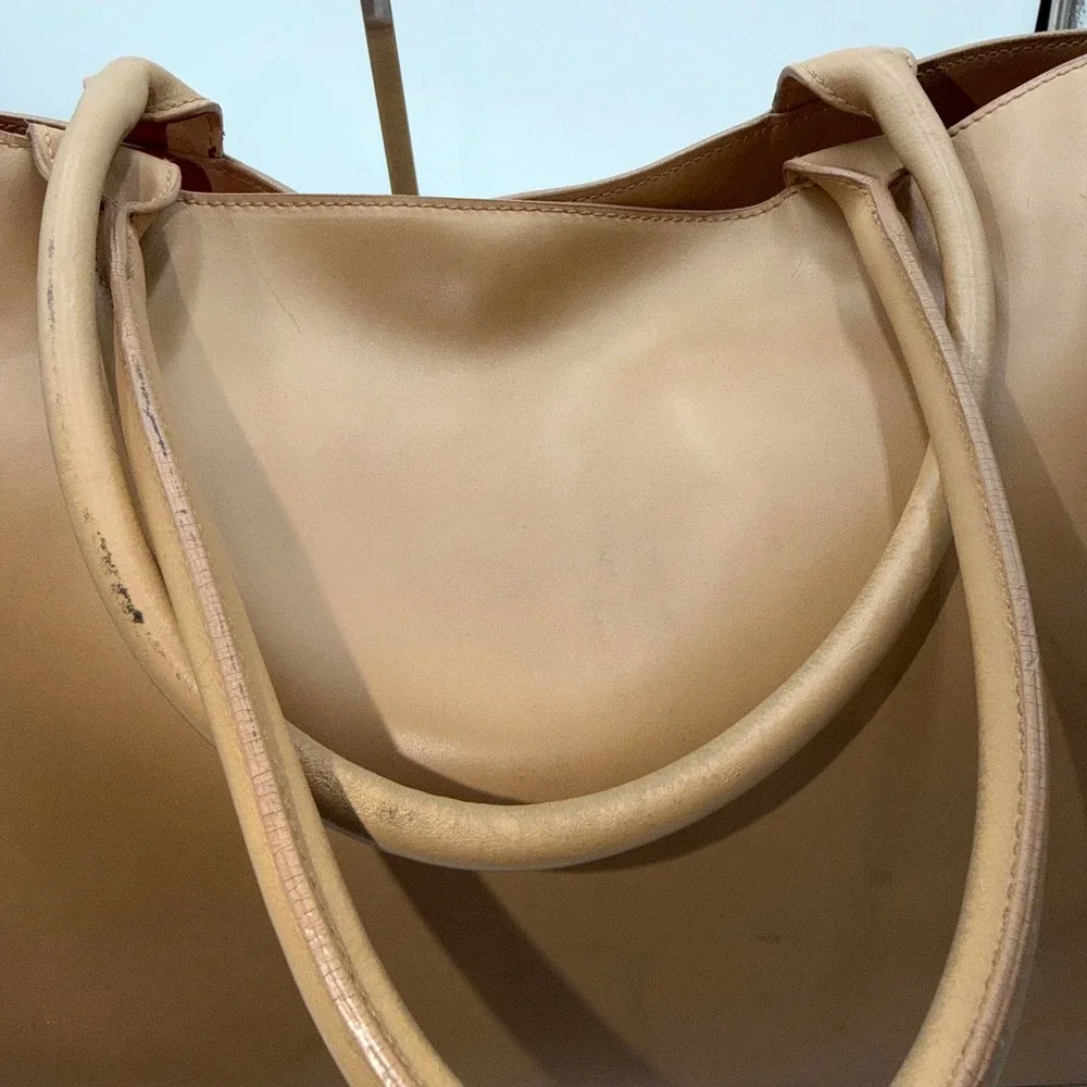 Furla Tan Leather Tote Bag Camel Shoulder Bag Minimalist Shopper